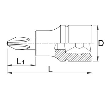 Unior ključ nasadni krstasti PH1 profil prihvat 1/4 607892-1