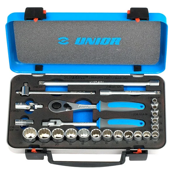 Unior ključevi nasadni, prihvat 3/8 , u metalnoj kutiji 239A12P24 617117 Unior ključevi nasadni, prihvat 3/8 , u metalnoj kutiji 239A12P24 617117