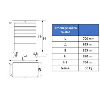 Unior kolica za alat Economic sa 6 fioka 940ECO 617227 Unior kolica za alat Economic sa 6 fioka 940ECO 617227