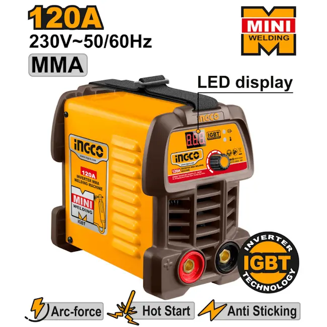 INGCO ING-MMA12049E aparat za zavarivanje LED 120A INGCO ING-MMA12049E aparat za zavarivanje LED 120A