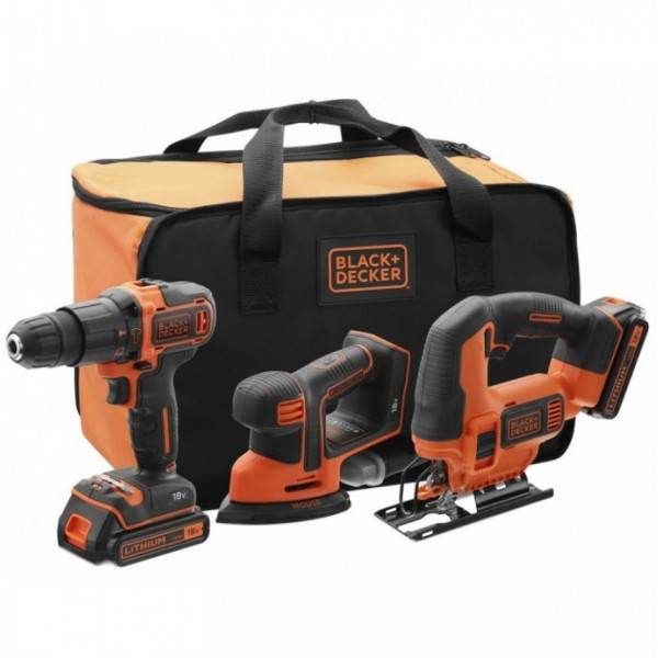 Black&Decker set akumulatorska udarna bušilica odvijač + ubodna testera + muse brusilica 18V 1,5Ah BCK31S1S