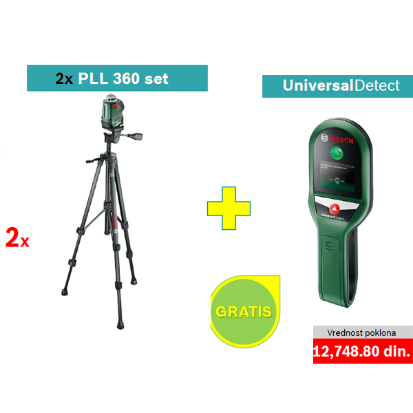 2 x Bosch laser za linije PLL 360 Set + POKLON Bosch digitalni detektor UniversalDetect