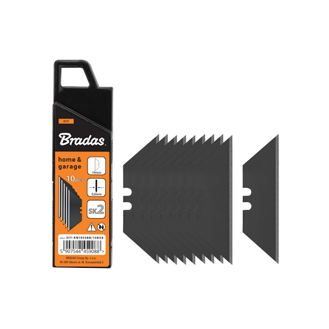 Bradas noževi trapezoidni crni 19mm set 10/1 DIY-KN1902BB/10BOX Bradas noževi trapezoidni crni 19mm set 10/1 DIY-KN1902BB/10BOX