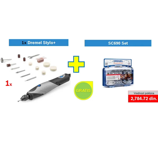 Dremel višenamenski alat Stylo+ 2050-15 + POKLON Dremel EZ SpeedClic set pribora za sečenje SC 690 Dremel višenamenski alat Stylo+ 2050-15 + POKLON Dremel EZ SpeedClic set pribora za sečenje SC 690