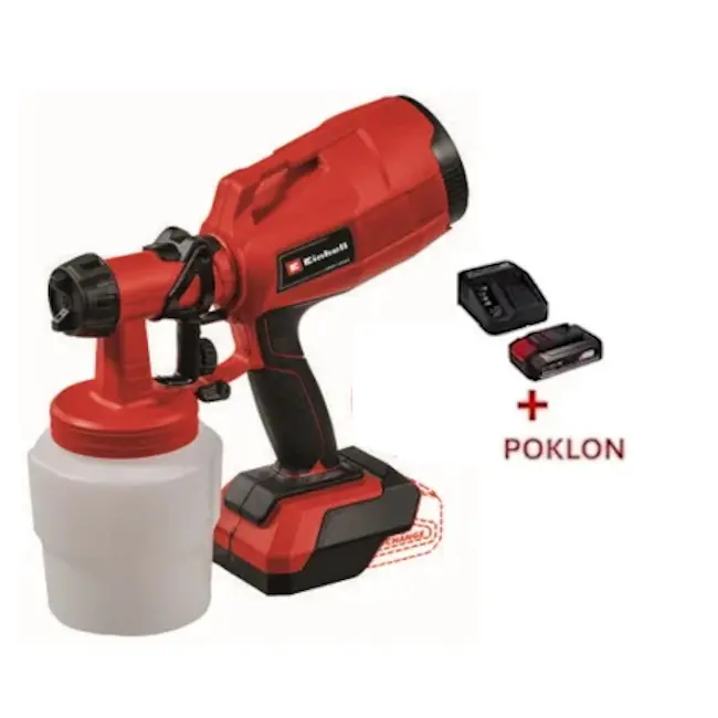 Einhell akumulatorski pištolj za farbanje TC-SY 18/60 Li 4260025 + Poklon Einhell starter kit Power X-Change 18V 2.5Ah Einhell akumulatorski pištolj za farbanje TC-SY 18/60 Li 4260025 + Poklon Einhell starter kit Power X-Change 18V 2.5Ah