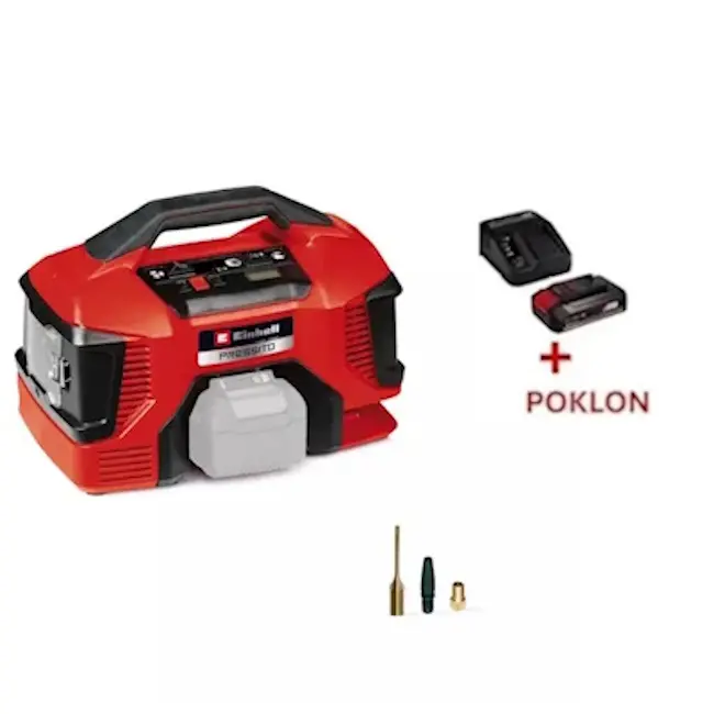 Einhell PROFESSIONAL akumulatorski vazdušni kompresor PRESSITO 18/21 4020467 + POKLON Einhell starter kit Power X-Change 18V 2.5Ah 4512097 Einhell PROFESSIONAL akumulatorski vazdušni kompresor PRESSITO 18/21 4020467 + POKLON Einhell starter kit Power X-Change 18V 2.5Ah 4512097