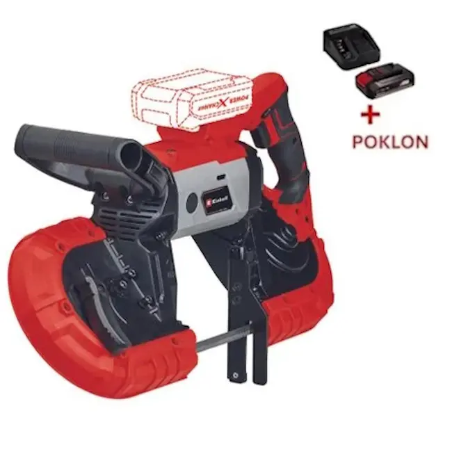 Einhell akumulatorska trakasta testera TE-MB 18/127 Li + Poklon Einhell starter kit Power X-Change 18V 2.5Ah Einhell akumulatorska trakasta testera TE-MB 18/127 Li + Poklon Einhell starter kit Power X-Change 18V 2.5Ah