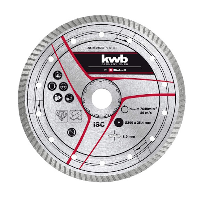 Einhell by KWB dijamantna rezna ploča 200x25.4mm Turbo 49797750 Einhell by KWB dijamantna rezna ploča 200x25.4mm Turbo 49797750