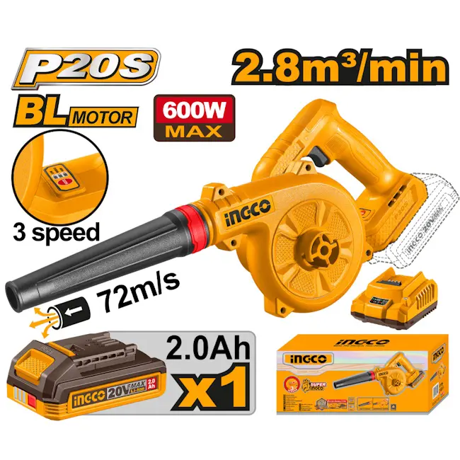 Ingco aku duvač 2.8 m³/min 1x2Ah CABLI20681E Ingco aku duvač 2.8 m³/min 1x2Ah CABLI20681E