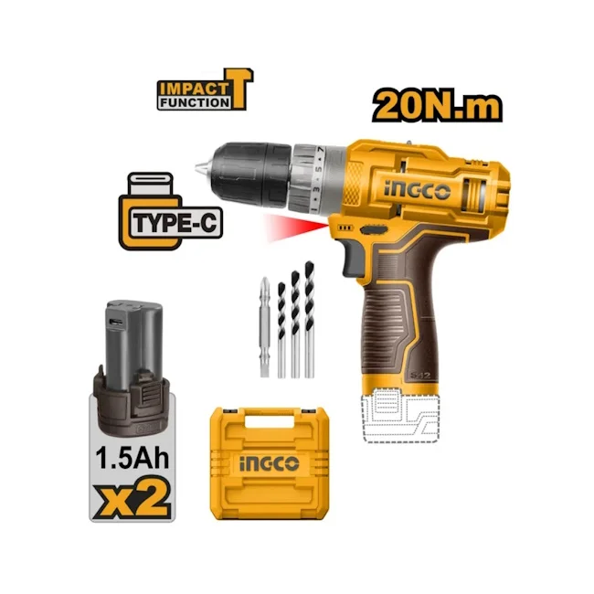 Ingco aku udarna bušilica 20Nm CIDLI12202E Ingco aku udarna bušilica 20Nm CIDLI12202E
