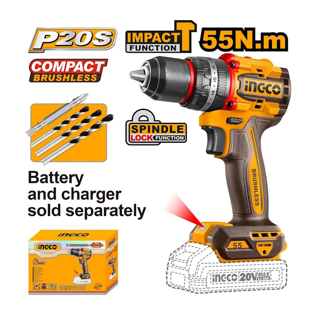 Ingco aku udarna bušilica 55Nm Solo CIDLI205581