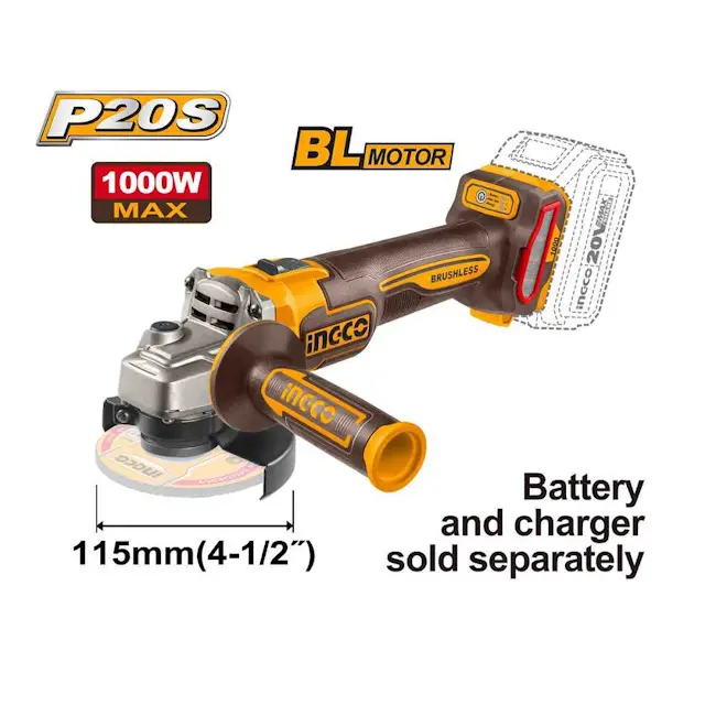 Ingco akumulatorska ugaona brusilica 115mm 20V CAGLI27153