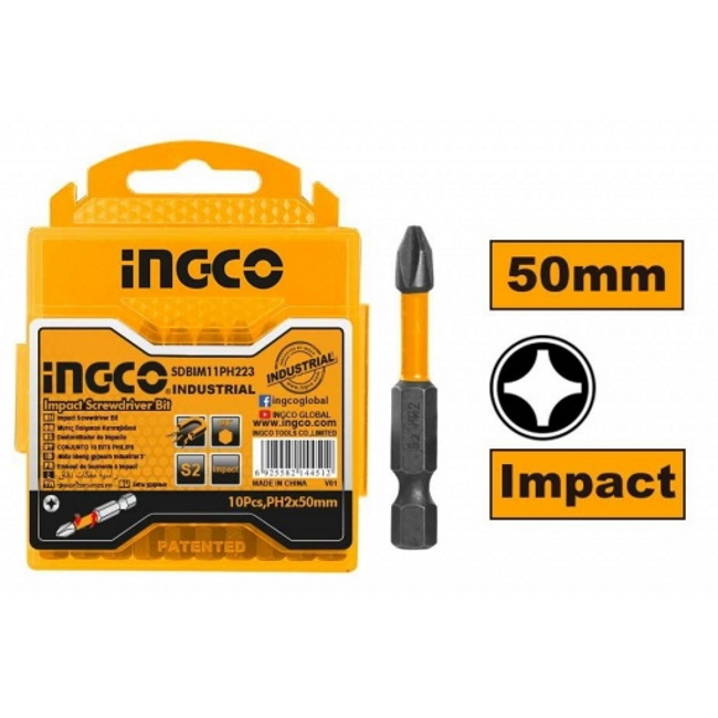 Ingco set bitova udarni odvijački PH2 50mm 10/1 SDBIM11PH223 Ingco set bitova udarni odvijački PH2 50mm 10/1 SDBIM11PH223