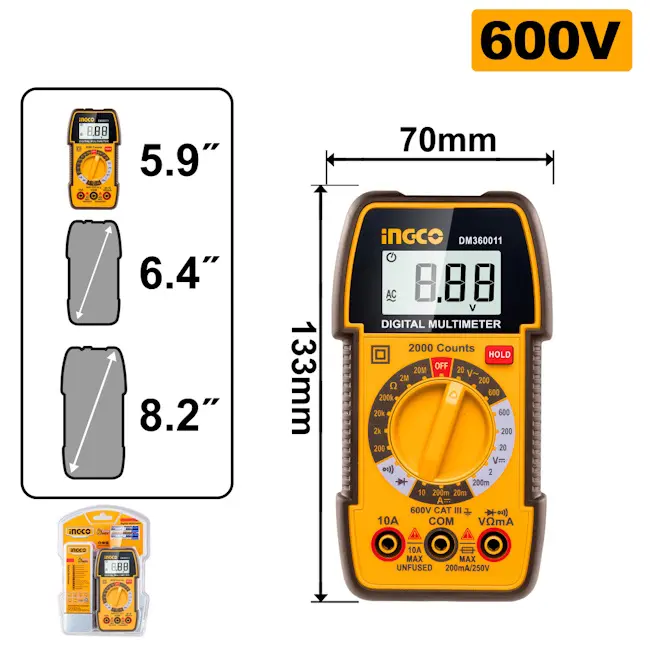 Ingco digitalni multimetar 600V DM360011