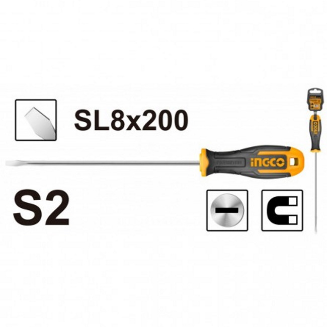 Ingco odvijač ravni SL 8x200mm HS688200 