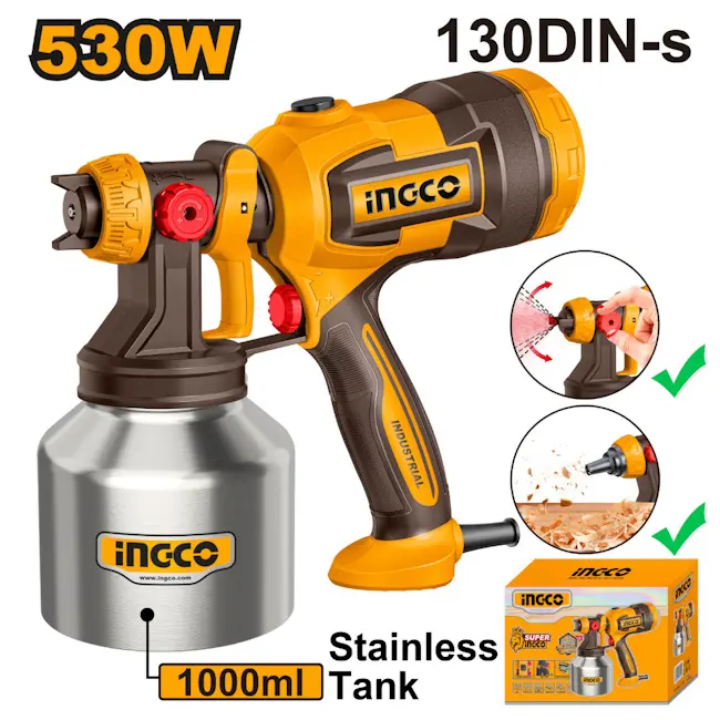 Ingco pištolj za farbanje 530W / metalna posuda SPG45061E