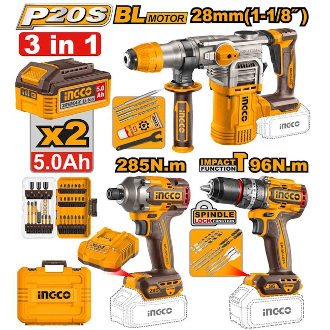 Ingco set aku alata 3/1 COSLI250693E