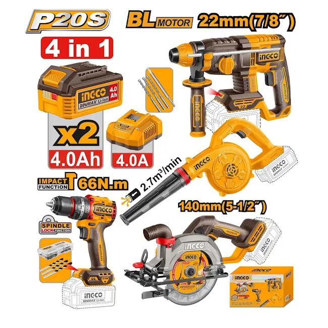 Ingco set aku alata 4/1 2x4.0Ah COSLI250695E