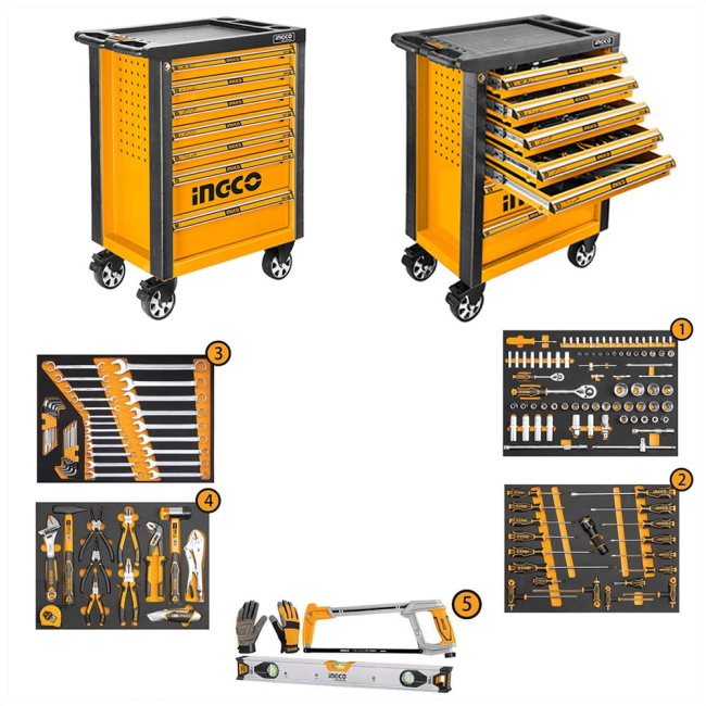 Ingco set 162 alata u metalnim kolicima HTCS271621 Ingco set 162 alata u metalnim kolicima HTCS271621
