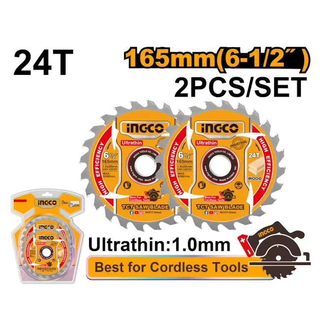 Ingco set TCT listova testere za drvo 165mm 2/1 TSB1653