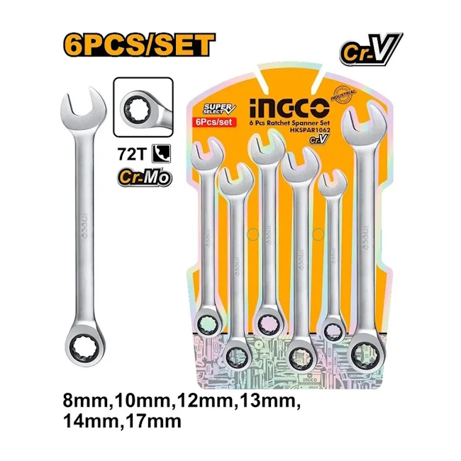 Ingco set viljuškastih ključeva sa račnom 6/1 HKSPAR1062 Ingco set viljuškastih ključeva sa račnom 6/1 HKSPAR1062