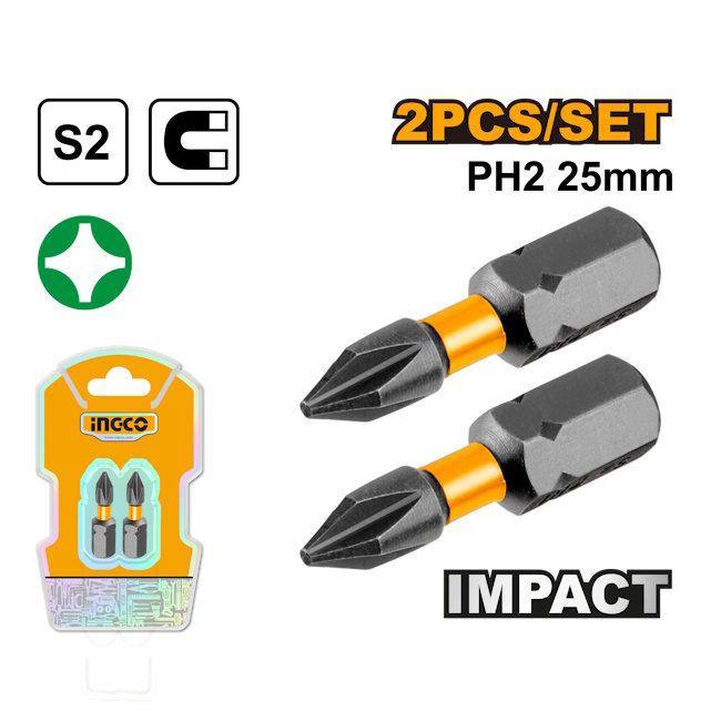 Ingco odvijački udarni bit PH2 25mm set 2/1 SDBIM71PH225 Ingco odvijački udarni bit PH2 25mm set 2/1 SDBIM71PH225