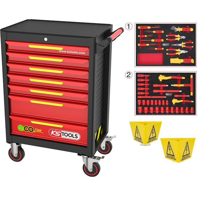 KS Tools radionička kolica sa 42 izolovana alata za hibridna i električna vozila ECOline 117.6144 KS Tools radionička kolica sa 42 izolovana alata za hibridna i električna vozila ECOline 117.6144