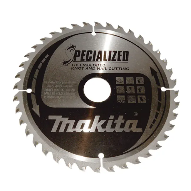 Makita cirkularni list za drvo sa čvorovima i ekserima 185x30x2.0mm 40T 25g B-33174 Makita cirkularni list za drvo sa čvorovima i ekserima 185x30x2.0mm 40T 25g B-33174