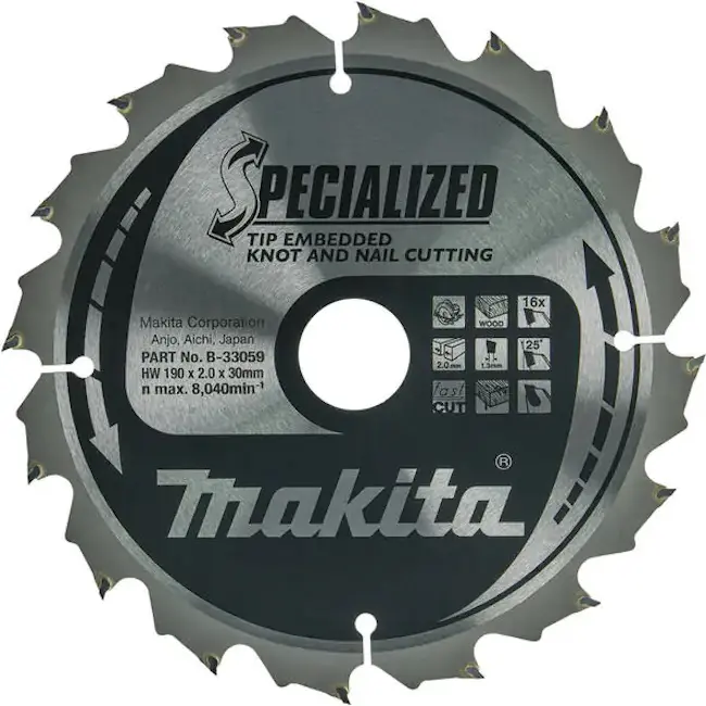 Makita list testere za drvo sa čvorovima i ekserima 190x30x16z B-33059 Makita list testere za drvo sa čvorovima i ekserima 190x30x16z B-33059