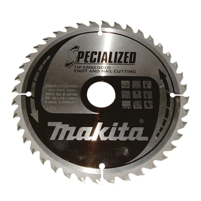 Makita list testere za drvo sa čvorovima i ekserima 190x30mm 40T B-33180 Makita list testere za drvo sa čvorovima i ekserima 190x30mm 40T B-33180