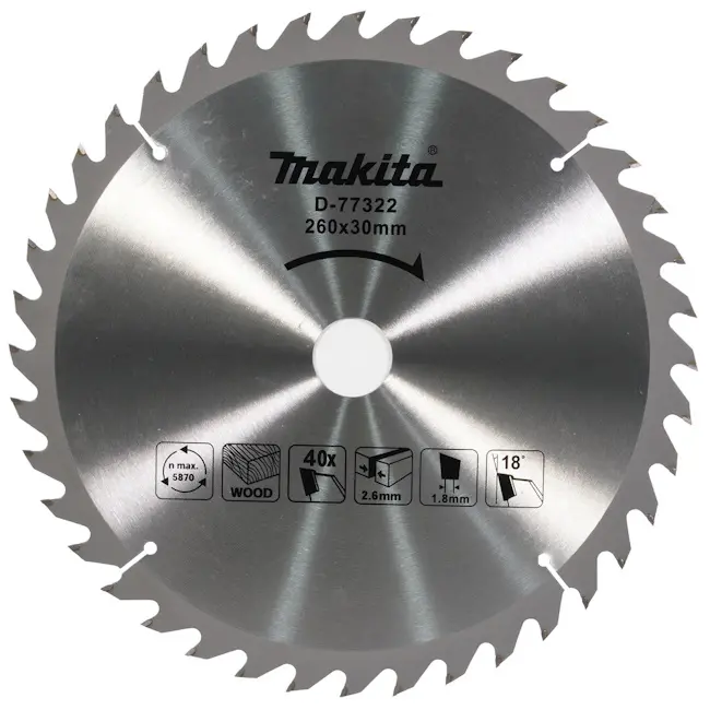 Makita T.C.T. list testere za drvo 260x30x40T D-77322