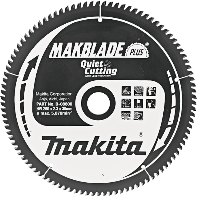Makita list za testeru od tvrdog metala MAKBlade Plus 260mm B-08800 Makita list za testeru od tvrdog metala MAKBlade Plus 260mm B-08800