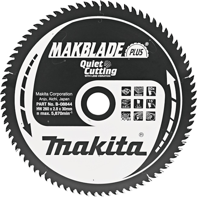 Makita list za testeru od tvrdog metala MAKBlade Plus 260mm B-08844 Makita list za testeru od tvrdog metala MAKBlade Plus 260mm B-08844
