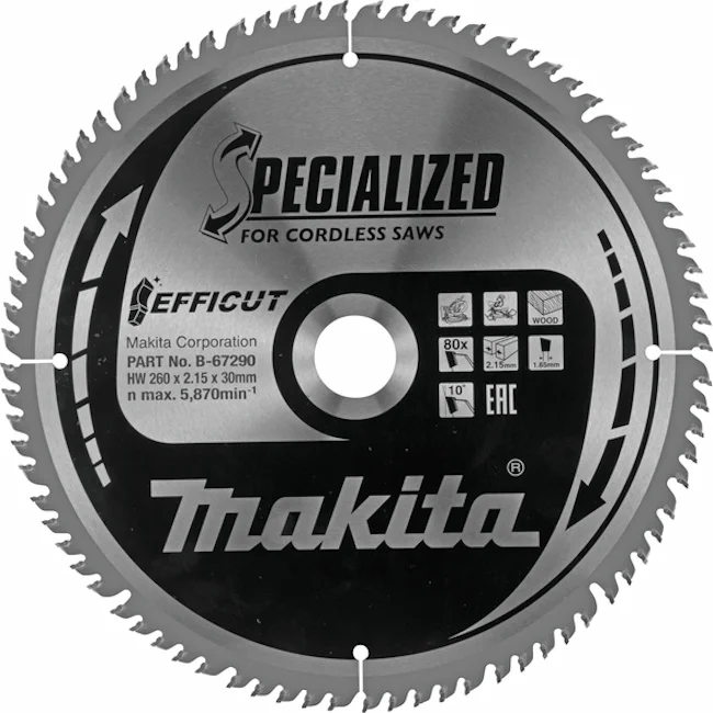 Makita list za testeru od tvrdog metala EFFICUT 260mm B-67290 Makita list za testeru od tvrdog metala EFFICUT 260mm B-67290
