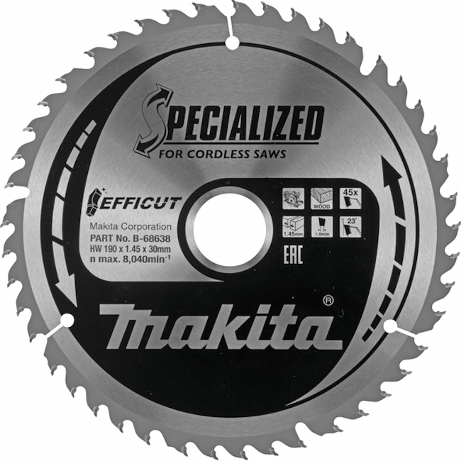 Makita list za testeru od tvrdog metala EFFICUT 190mm B-68638 Makita list za testeru od tvrdog metala EFFICUT 190mm B-68638