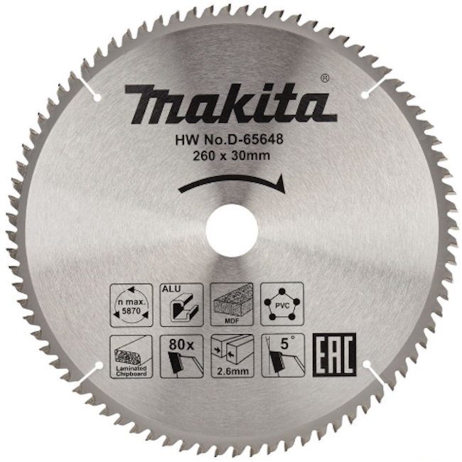 Makita TCT list testere 260mm D-65648