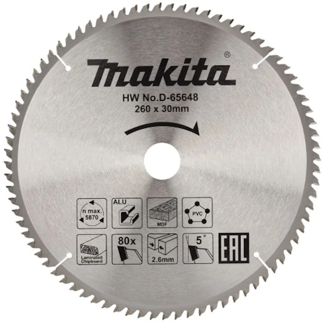 Makita TCT list testere 260mm D-65648 Makita TCT list testere 260mm D-65648