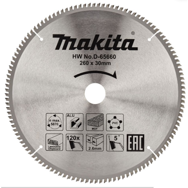 Makita TCT list testere 260mm D-65660 Makita TCT list testere 260mm D-65660