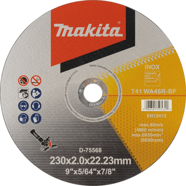 Makita tanka rezna ploča za inox 230x2x22.23mm D-75568 Makita tanka rezna ploča za inox 230x2x22.23mm D-75568