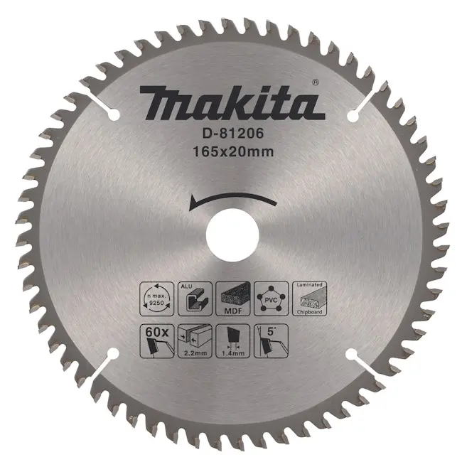 Makita višenamenski cirkularni list za različite materijale 165x20x2.2mm 60T 5g D-81206 Makita višenamenski cirkularni list za različite materijale 165x20x2.2mm 60T 5g D-81206