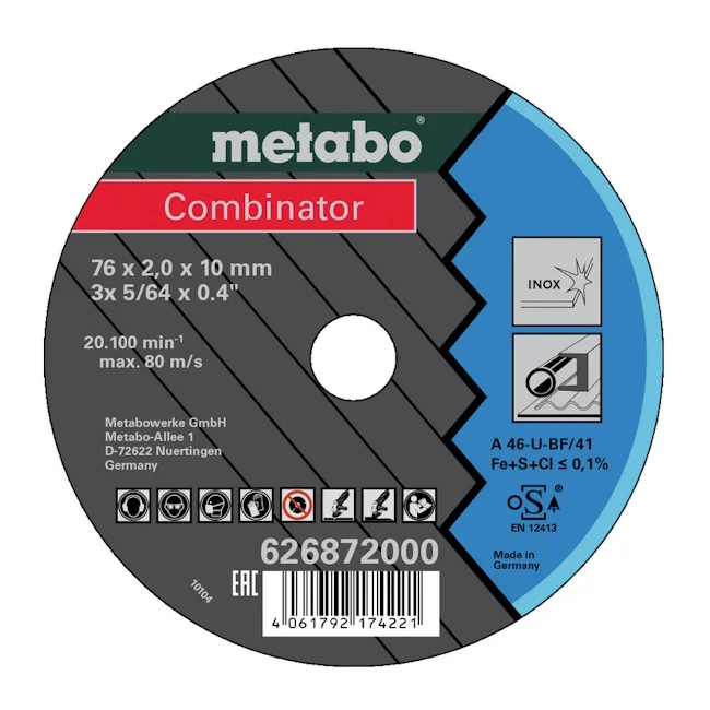 Metabo Combinator rezna ploča metal/inox 76x2.0x10.0mm set 3/1 626872000 Metabo Combinator rezna ploča metal/inox 76x2.0x10.0mm set 3/1 626872000