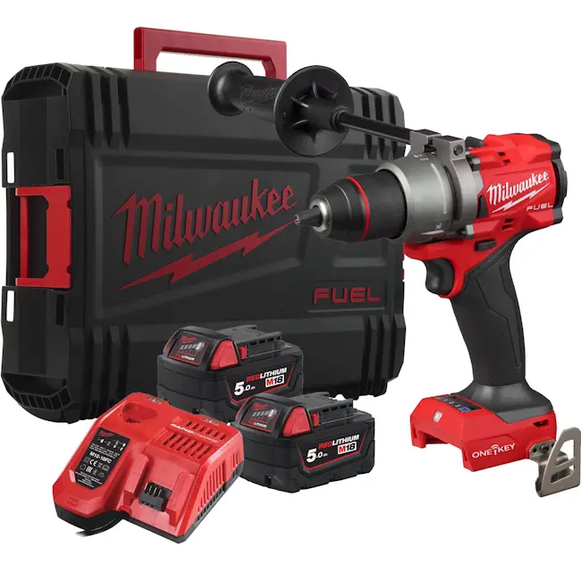 Milwaukee aku bušilica-odvijač 18V Gen 4 + 2x 5.0Ah baterija i punjač + HD Box M18 ONEDD3-502X FUEL ONE-KEY 4933492802 Milwaukee aku bušilica-odvijač 18V Gen 4 + 2x 5.0Ah baterija i punjač + HD Box M18 ONEDD3-502X FUEL ONE-KEY 4933492802