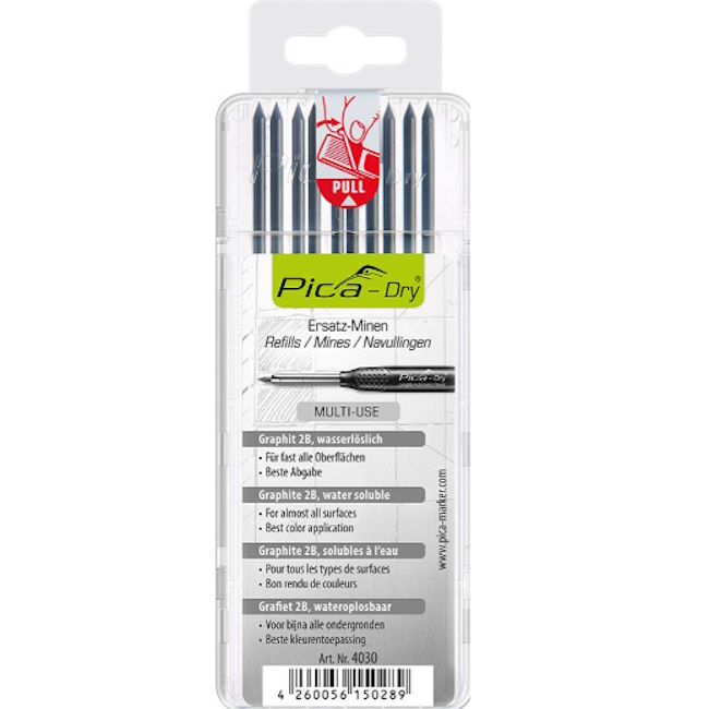 Pica zamenska mina za Dry olovku 2B grafitna crna set 10/1 PC4030 Pica zamenska mina za Dry olovku 2B grafitna crna set 10/1 PC4030