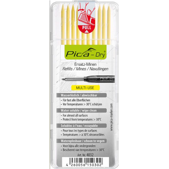 Pica zamenska mina za Dry olovku žuta set 10/1 PC4032 Pica zamenska mina za Dry olovku žuta set 10/1 PC4032