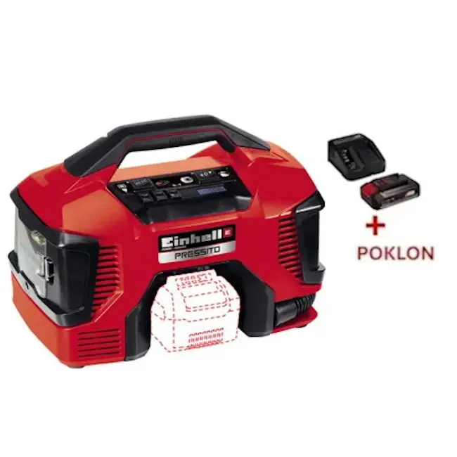 Einhell akumulatorski hibridni kompresor Pressito Power X-Change TE-AC 18/11 LiAC PRESSITO + POKLON Einhell starter kit Power X-Change 18V 2.5Ah 4512097 Einhell akumulatorski hibridni kompresor Pressito Power X-Change TE-AC 18/11 LiAC PRESSITO + POKLON Einhell starter kit Power X-Change 18V 2.5Ah 4512097