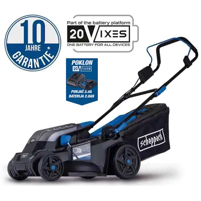 Scheppach aku kosačica Brushless IXES BC-MP380-X + set punjač 2.4A i baterija 2.0Ah