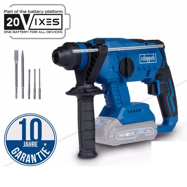 Scheppach aku udarna čekić bušilica SDS PLUS Brushless IXES Solo BC-RHD230-X + set punjač 2.4A i baterija 4.0Ah Scheppach aku udarna čekić bušilica SDS PLUS Brushless IXES Solo BC-RHD230-X + set punjač 2.4A i baterija 4.0Ah