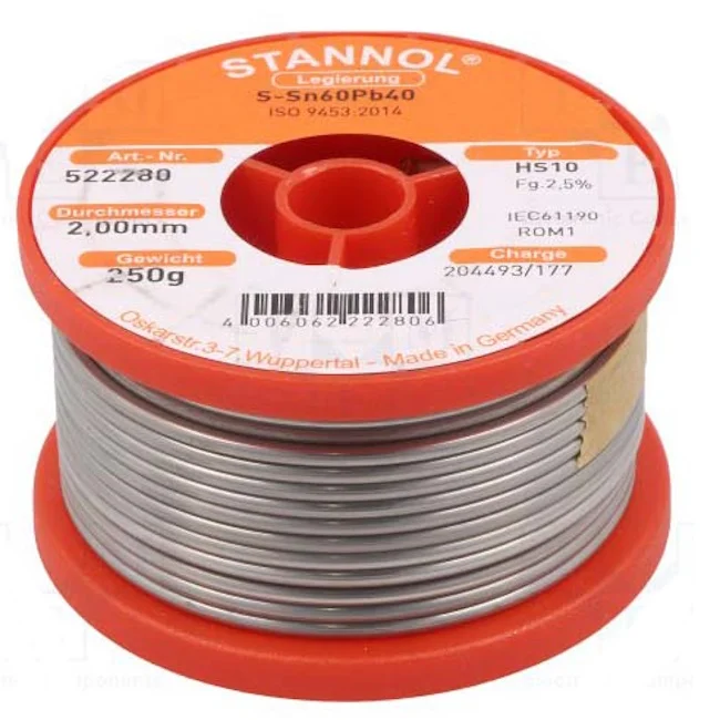 Stannol žica za lemljenje Tinol punjena ø2mm 250g Sn60/Pb40 Stannol žica za lemljenje Tinol punjena ø2mm 250g Sn60/Pb40