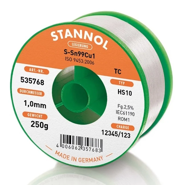 Stannol žica za lemljenje ø1mm 250g Sn99/Cu1 Stannol žica za lemljenje ø1mm 250g Sn99/Cu1