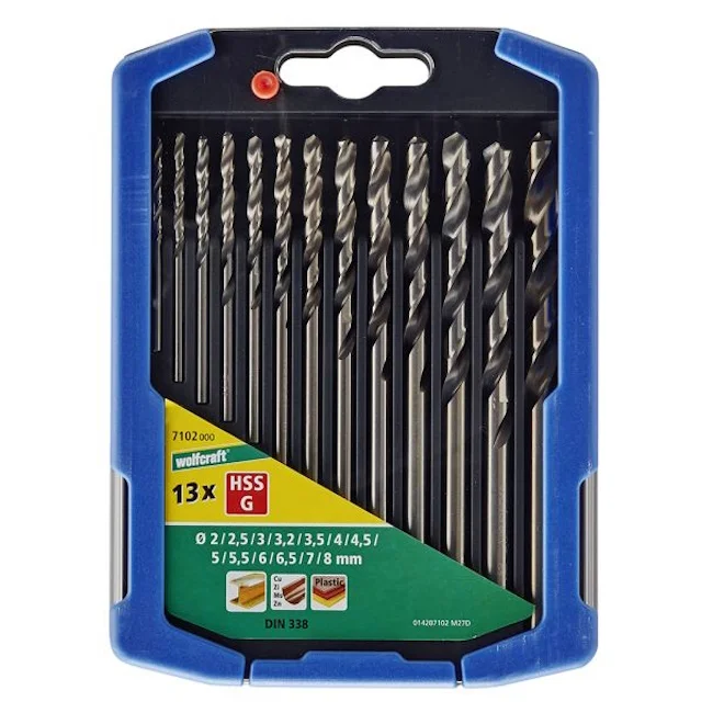 Wolfcraft burgija za metal HSS G ø2-8mm set 13/1 7102000